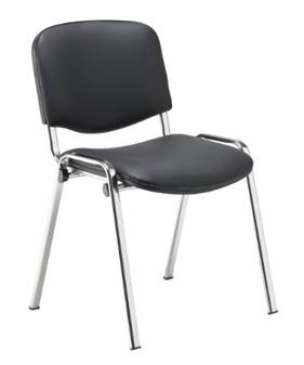 Black PU Stacking Chair - Chrome Frame