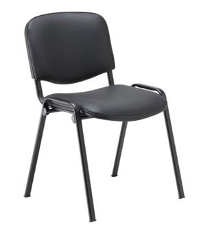 Black PU Stacking Chair - Black Frame