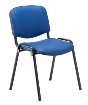 Blue PU Stacking Chair - Black Frame
