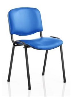 Vinyl Stacking Chair Black Frame Blue Vinyl 