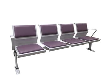 Tala Standard Beam With Upholstered Seats & Back With Arms & Floor Fixed Legs