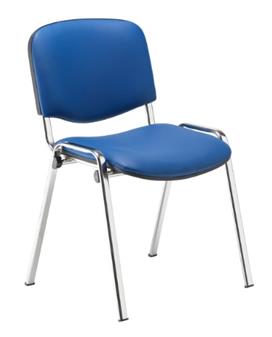 Blue PU Stacking Chair - Chrome Frame