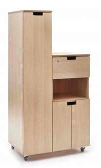 Hospital Bedside Cabinet - Flap, Shelf, Cupboard + Wardrobe (Wardrobe To The Left As You Face The Front)