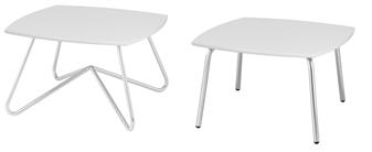 Wayvee Coffee Tables curved Leg & Straight Leg shown with Bright Epoxy Chrome Legs