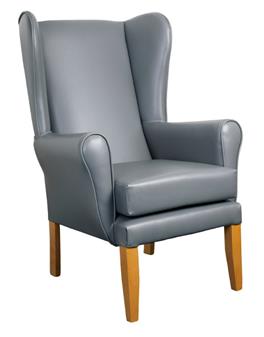 Harrogate High Back Wing Chair - CMI Expression Heaven Grey Vinyl